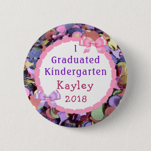 Gepersonaliseerde Kindergarten Afstuderen Confetti Ronde Button 5,7 Cm