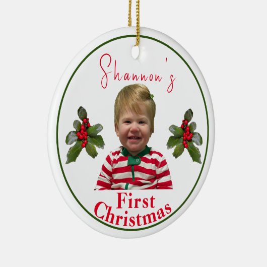 Gepersonaliseerde kinderkerst keramisch ornament (Rechts)