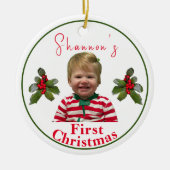 Gepersonaliseerde kinderkerst keramisch ornament (Voorkant)