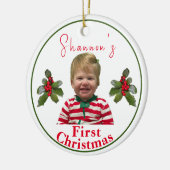 Gepersonaliseerde kinderkerst keramisch ornament (Links)