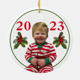 Gepersonaliseerde kinderkerst keramisch ornament