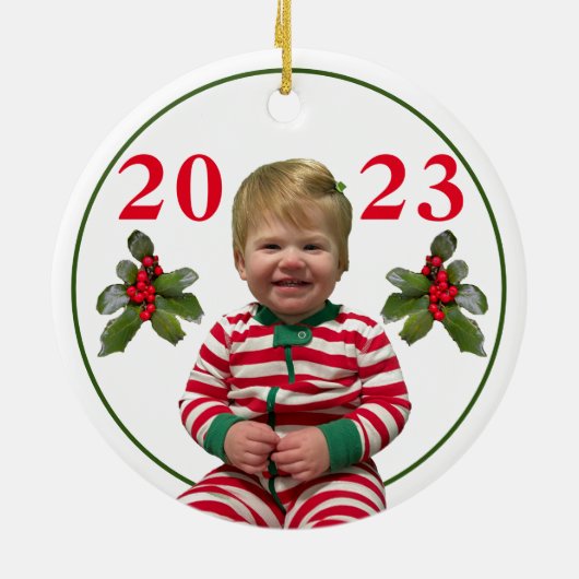 Gepersonaliseerde kinderkerst keramisch ornament (Achterkant)