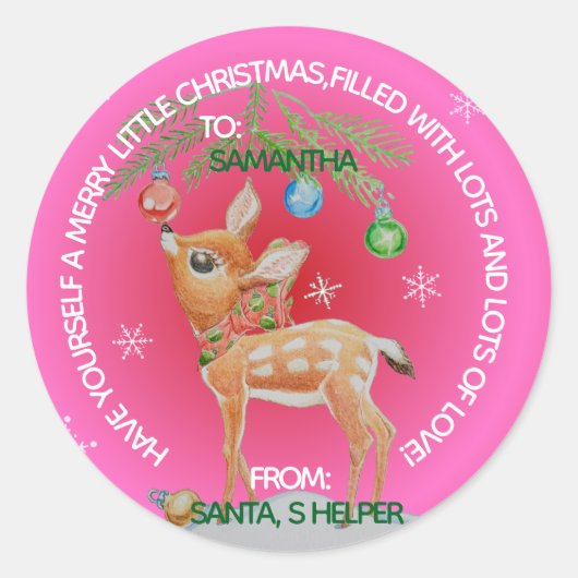 GEPERSONALISEERDE KINDERKERSTSTICKER RONDE STICKER (Voorkant)