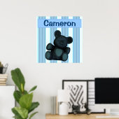 Gepersonaliseerde kindermoordenaars blauwe teddybe poster (Thuiskantoor)