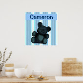 Gepersonaliseerde kindermoordenaars blauwe teddybe poster (Keuken)