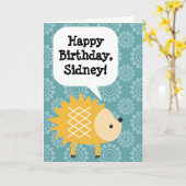 Gepersonaliseerde Kinderverjaardag Kaart Hedgehog (Gele Bloem)