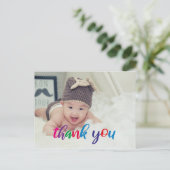 Gepersonaliseerde kinderverjaardag Kleurrijk Dank  Briefkaart (Staand voorkant)