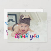 Gepersonaliseerde kinderverjaardag Kleurrijk Dank  Briefkaart (Voorkant / Achterkant)