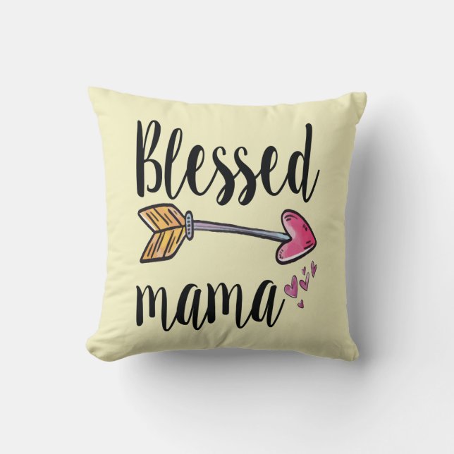Gepersonaliseerde kindnaam Birthday Blessed Mama Kussen (Voorkant)