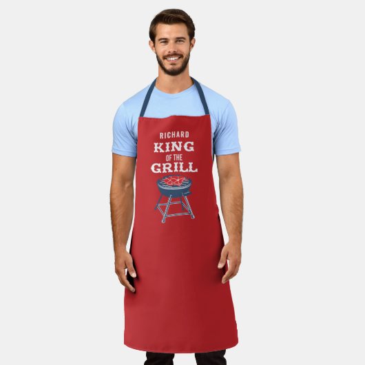 Gepersonaliseerde King of the Grill BBQ-Schort Schort (Gedragen)
