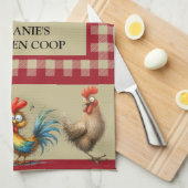 Gepersonaliseerde KIP COOP - Red Tan Buffalo Plaid Theedoek (Quarter Fold)