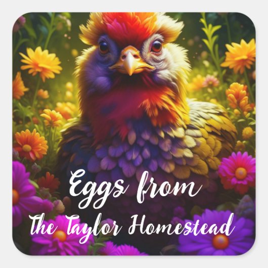 Gepersonaliseerde kippeneieren vierkante sticker (Voorkant)