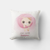 Gepersonaliseerde Kitten Custom Roze Kinderkamer D Kussen (Voorkant)