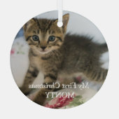 Gepersonaliseerde Kitten Foto Kat Eerste Kerstmis Glas Ornament (Achterkant)