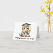 Gepersonaliseerde Kitten Kindergarten Afstuderen Kaart (Gele Bloem)