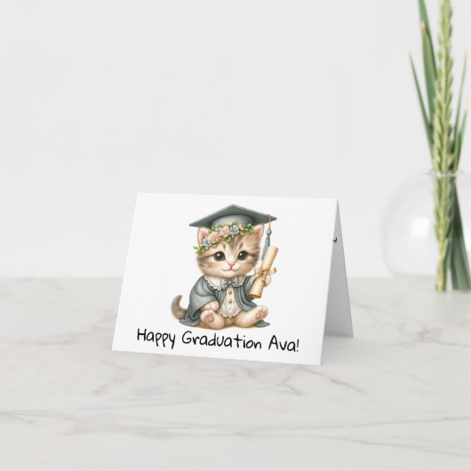 Gepersonaliseerde Kitten Kindergarten Afstuderen Kaart (Voorkant)