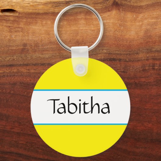 Gepersonaliseerde kitty kat zitten in bloemen sleutelhanger (Achterkant)