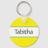 Gepersonaliseerde kitty kat zitten in bloemen sleutelhanger (Achterkant)