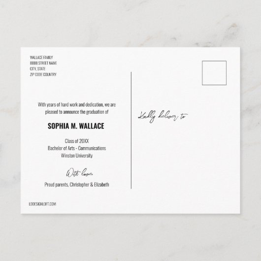 Gepersonaliseerde klas 2025 University Afstuderen  Aankondigingskaart (Achterkant)