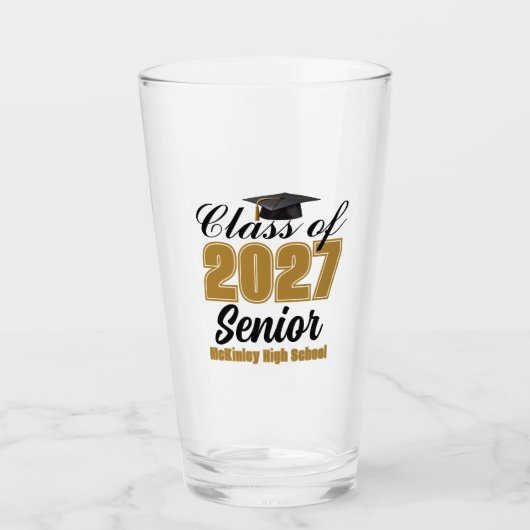 Gepersonaliseerde klas van 2027 eindexamenstudent glas (Voorkant)
