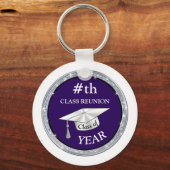 Gepersonaliseerde Klasse Reunion Gifts, Paars, wit Sleutelhanger (Achterkant)