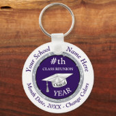 Gepersonaliseerde Klasse Reunion Gifts, Paars, wit Sleutelhanger (Voorkant)