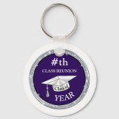 Gepersonaliseerde Klasse Reunion Gifts, Paars, wit Sleutelhanger (Achterkant)