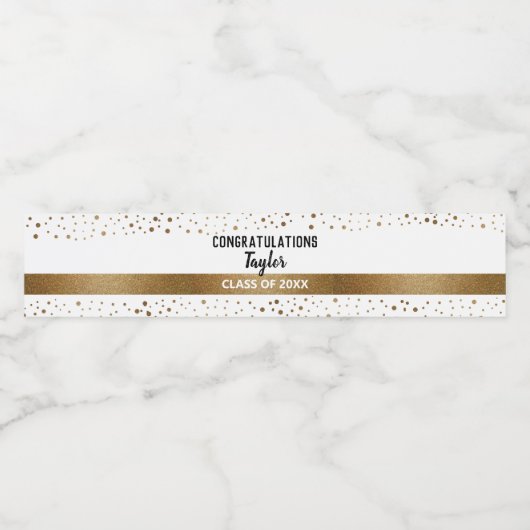 Gepersonaliseerde Klasse van 2021 Afstuderen Goude Waterfles Etiket (Enkel label)