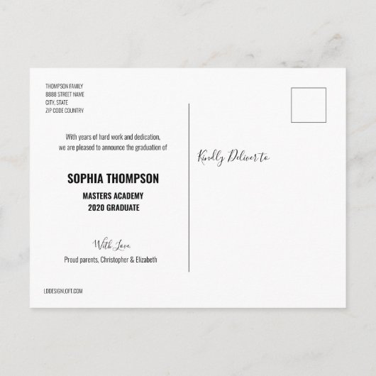 Gepersonaliseerde Klasse van 2024 Afstuderen Foton Aankondigingskaart (Achterkant)