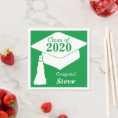 Gepersonaliseerde Klasse van 2024 Groen Wit Servet (Insitu)