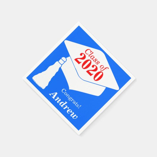 Gepersonaliseerde Klasse van 2024 Rood Wit Blauw Servet (Hoek)