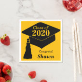 Gepersonaliseerde Klasse van 2024 Zwart Goud Servet (Insitu)