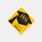 Gepersonaliseerde Klasse van 2024 Zwart Goud Servet (Hoek)