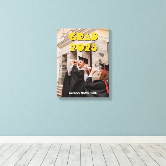 Gepersonaliseerde Klasse van 2025 Afstuderen Fotod Canvas Afdruk (Insitu (Houten vloer))