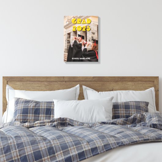 Gepersonaliseerde Klasse van 2025 Afstuderen Fotod Canvas Afdruk (Insitu (Slaapkamer))