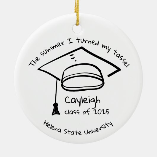 Gepersonaliseerde Klasse van 2025 Afstuderen Keeps Keramisch Ornament (Achterkant)