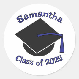 Gepersonaliseerde Klasse van 2025 Afstuderen Pet B Ronde Sticker