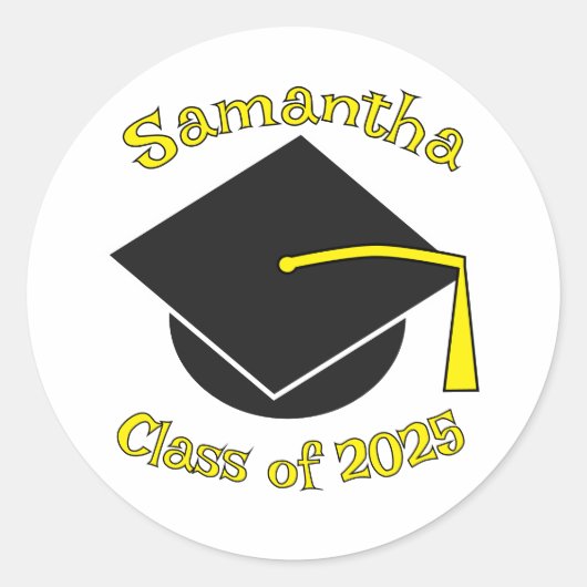 Gepersonaliseerde Klasse van 2025 Afstuderen Pet G Ronde Sticker (Voorkant)