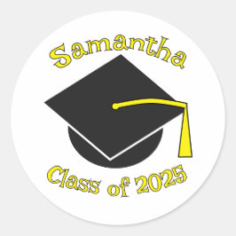 Gepersonaliseerde Klasse van 2025 Afstuderen Pet G Ronde Sticker