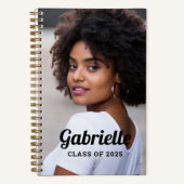 Gepersonaliseerde Klasse van 2025 Zwart Afstuderen Notitieboek (Voorkant)