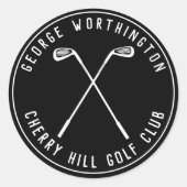Gepersonaliseerde klassieke aangepaste golfclub zw ronde sticker (Voorkant)