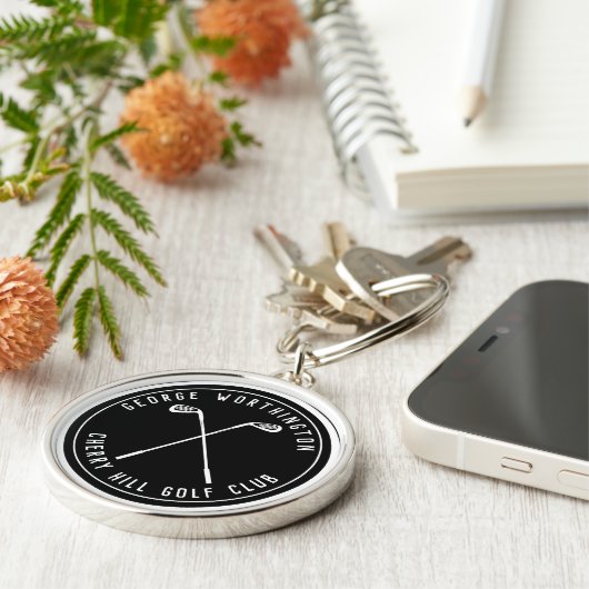 Gepersonaliseerde klassieke aangepaste golfclub zw sleutelhanger (Zijkant)