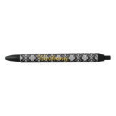 Gepersonaliseerde Klassieke Abstracte Damask Gold  Zwarte Inkt Pen (Voorkant)