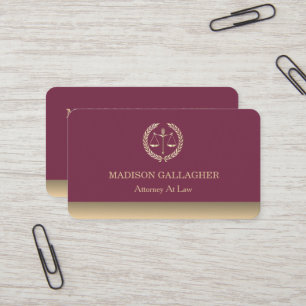 Gepersonaliseerde Klassieke Attorney Goud Rechtvaa Visitekaartje