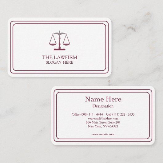 Gepersonaliseerde Klassieke Attorney Justice Schaa Visitekaartje (Voorkant / Achterkant)