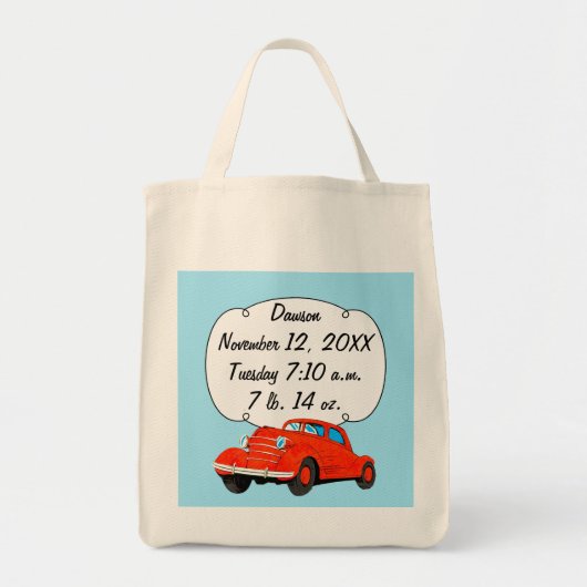 Gepersonaliseerde klassieke auto baby jongen stati tote bag (Voorkant)