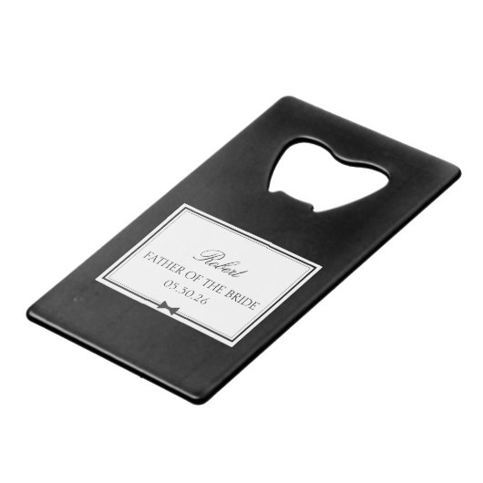 Gepersonaliseerde Klassieke Bowtie Vader van de Br Creditkaart Flessenopener (Voorkant Gekanteld)