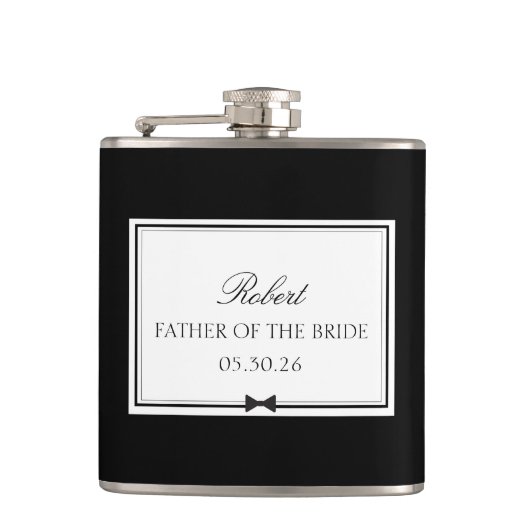 Gepersonaliseerde Klassieke Bowtie Vader van de Br Heupfles (Voorkant)