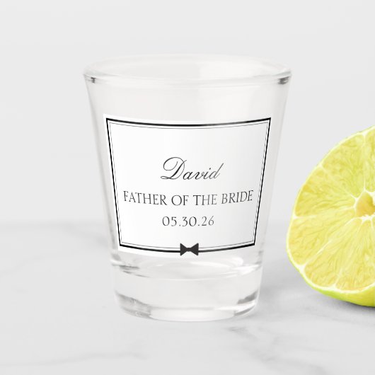 Gepersonaliseerde Klassieke Bowtie Vader van de Br Shot Glas (Voorkant)