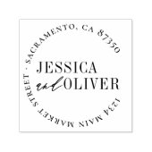 Gepersonaliseerde klassieke bruiloft ronde retour   zelfinktende stempel (Design)